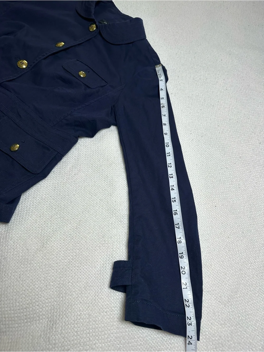 Talbots Petites Navy Blue Utility Jacket - Gold Button Detail - Size 14P